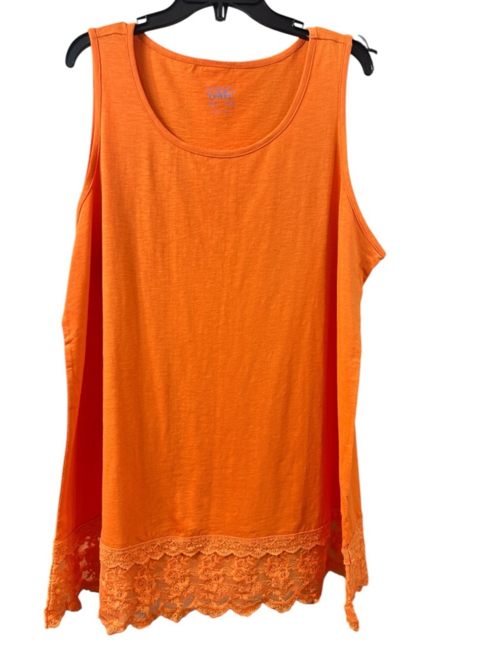 LOGO by Lori Goldstein Bright Orange Lace-Hem Tank